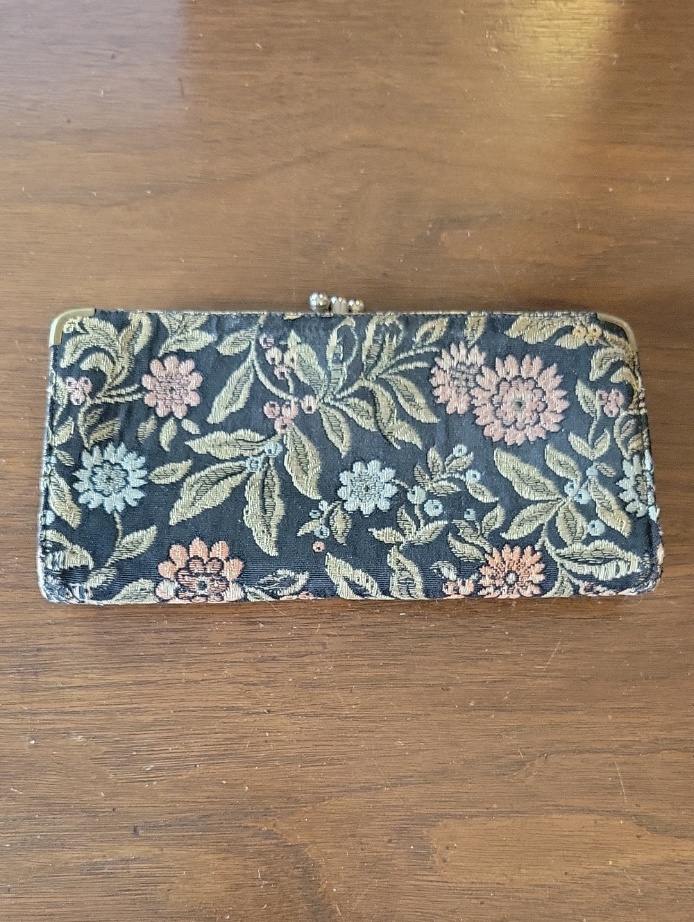 Vintage 1960's Baronet Floral Tapestry Wallet - Black and Multicolor